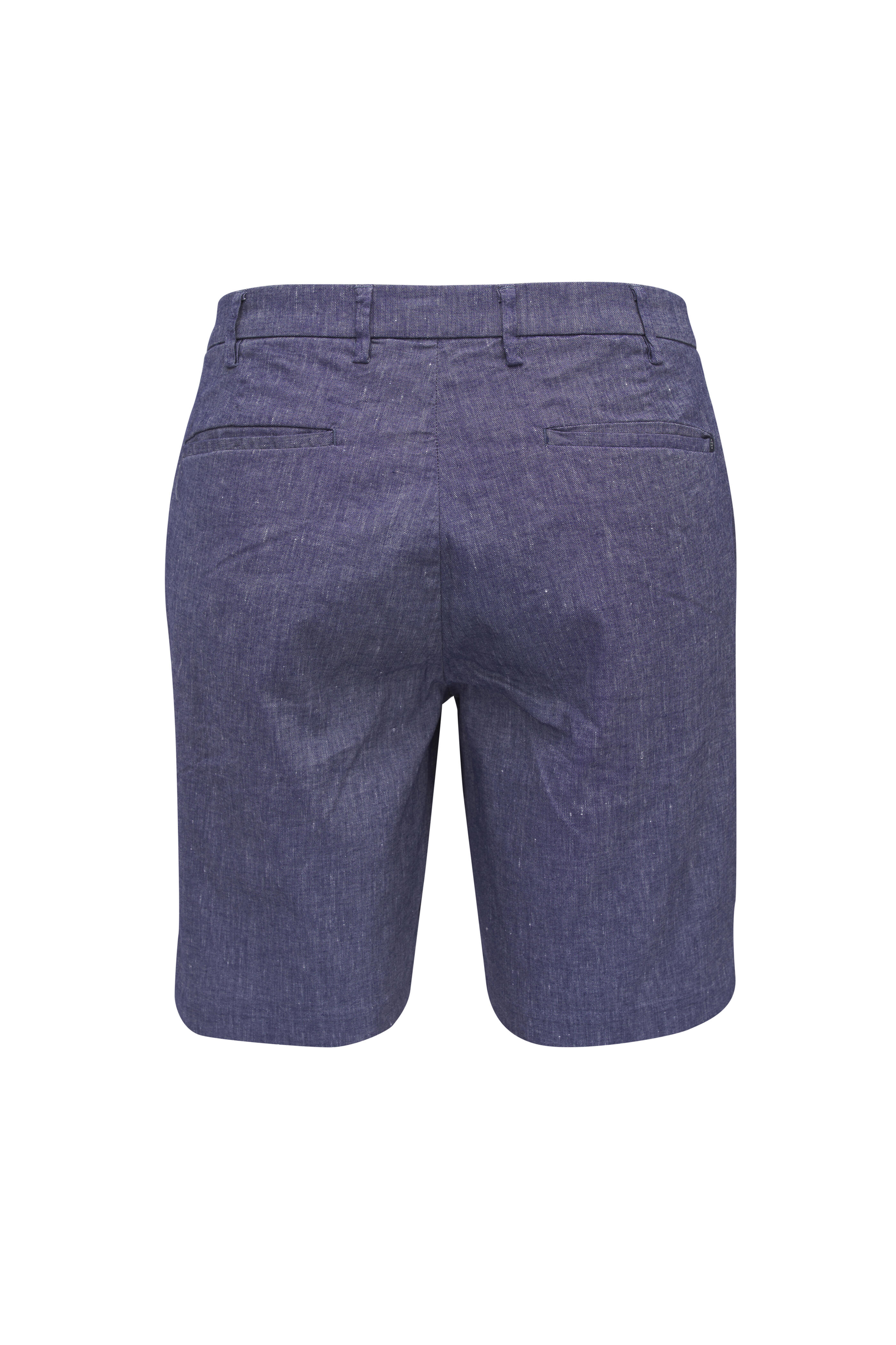 Deke - Indigo Linen & Cotton Bermuda Shorts | Mitchell Stores