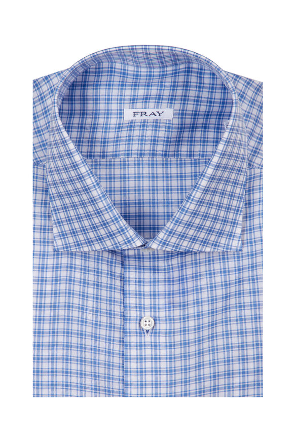 Fray Blue Plaid Cotton Dress Shirt - view 1