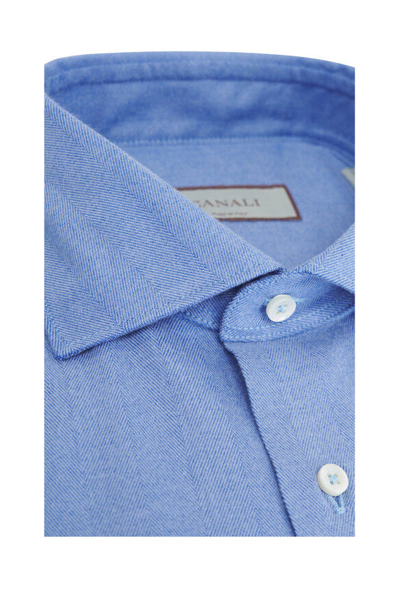 Canali - Solid Dark Blue Dress Shirt 