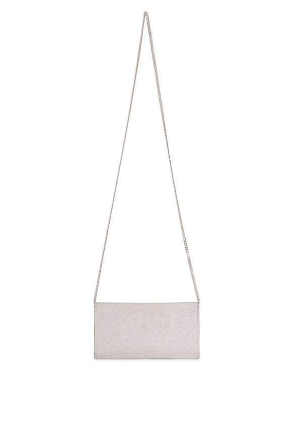 Jimmy Choo Emmie Silver Fine Glitter Leather Chain Clutch - view 4