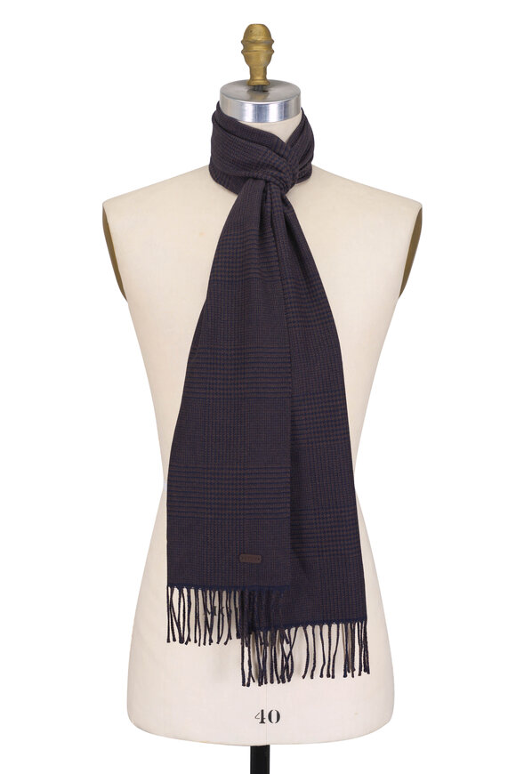 Hickey Freeman - Gray & Black Windowpane Cashmere Scarf