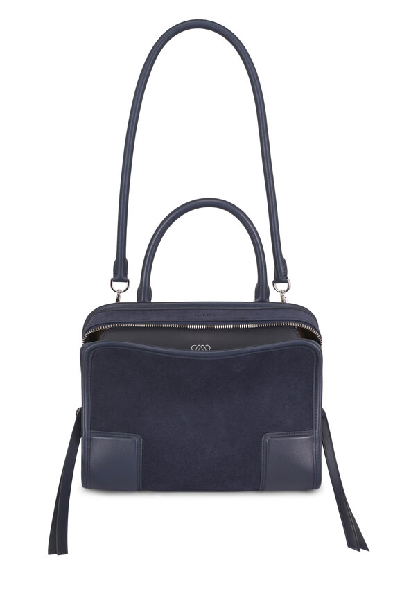 Loewe Small Amazona 180 Deep Navy Suede Top Handle Bag - view 1