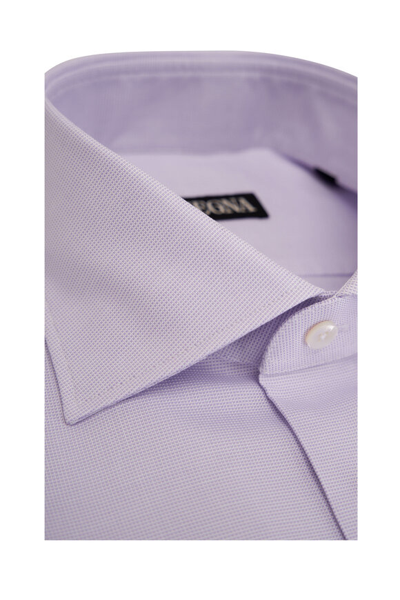 Zegna - Purple Textured Cotton Dress Shirt 