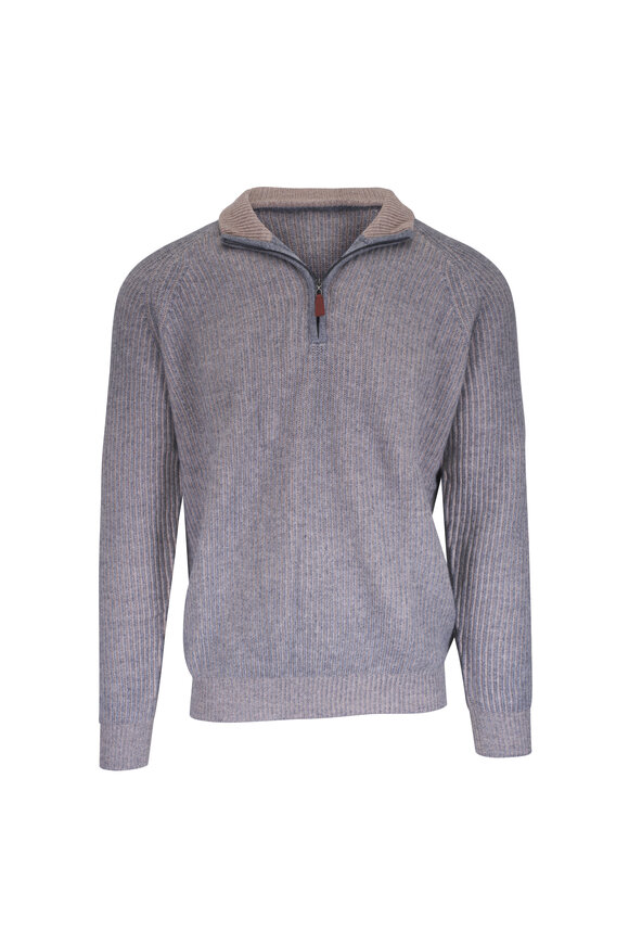 Kinross Limestone Gray Plaited Cashmere Sweater