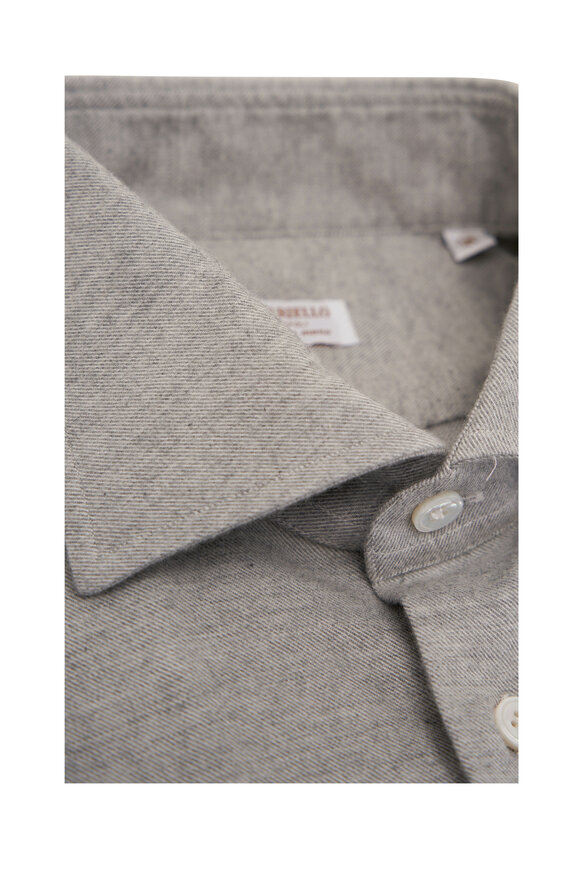 Borriello - Gray Cotton & Cashmere Dress Shirt