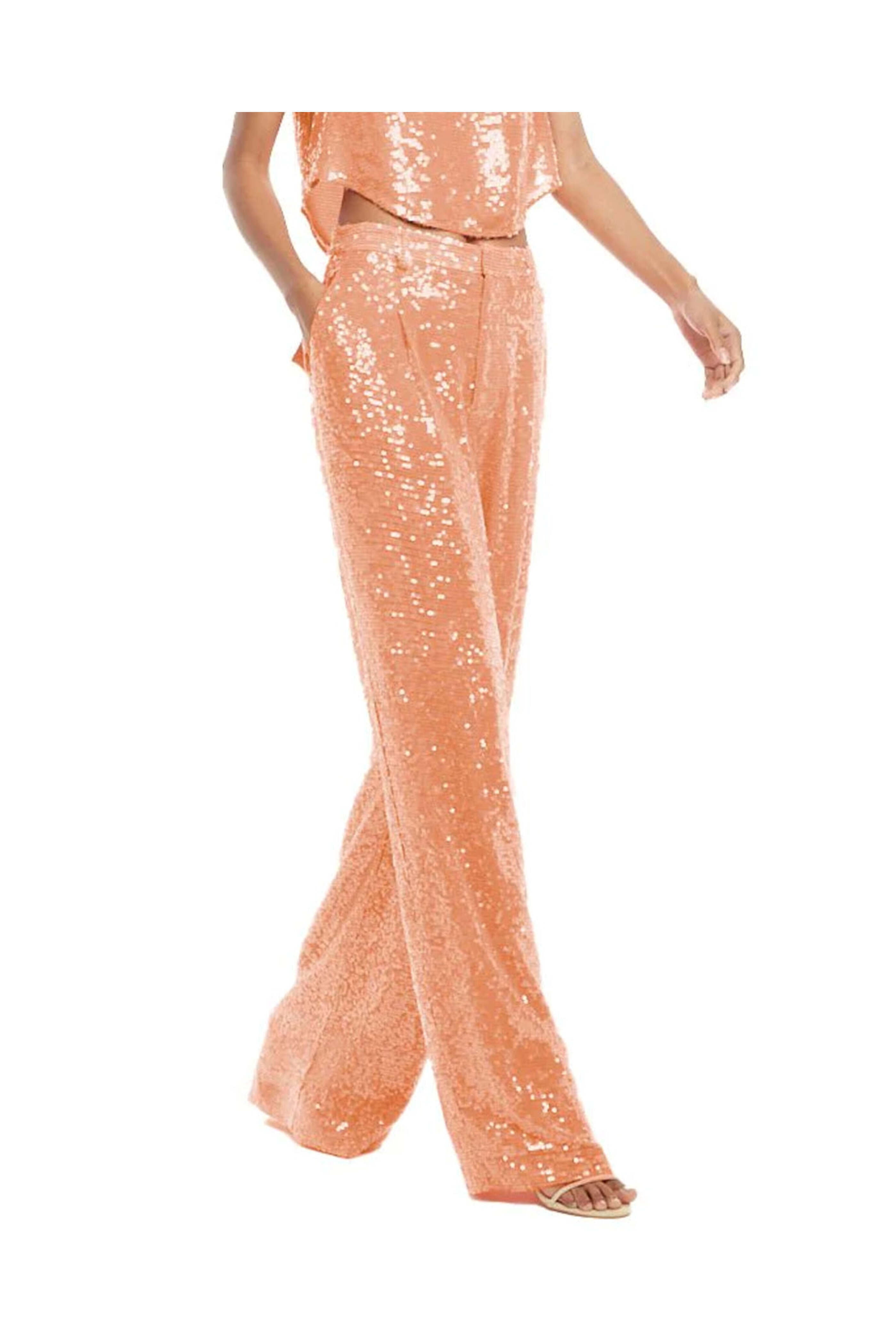 LaPointe - Coral Sequin Relaxed Pleat Pant