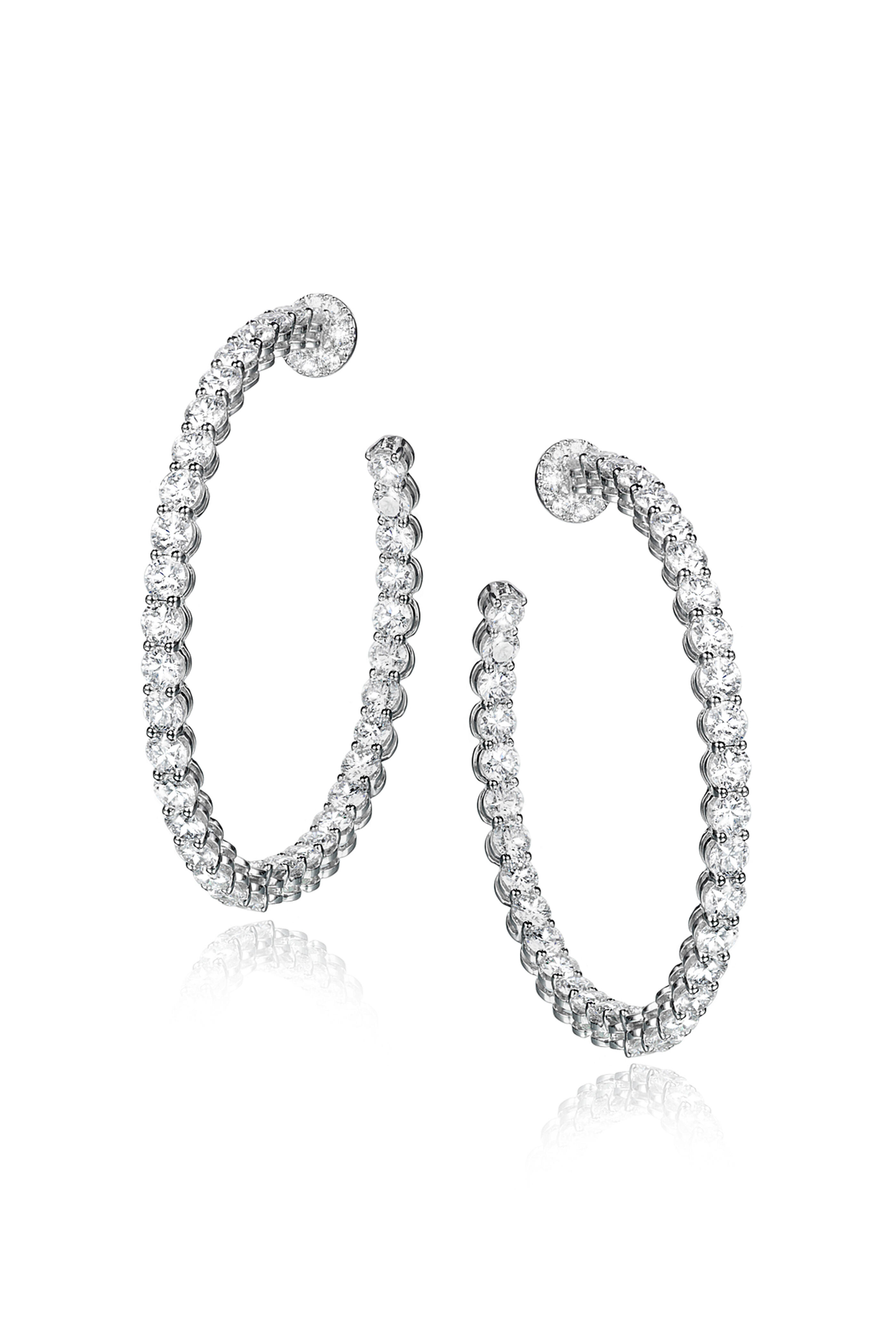 Nam Cho - 18k White Gold Diamond 1.5-Inch Hoop Earring - view 1