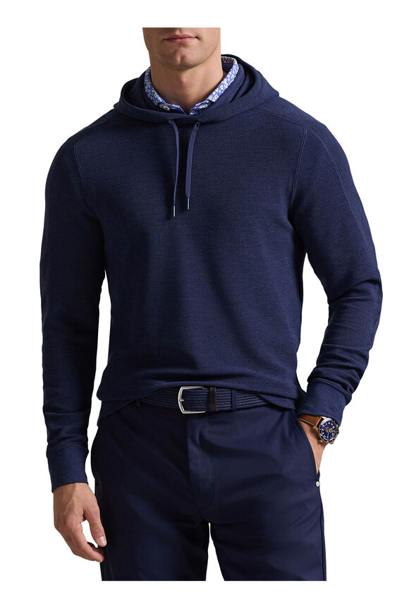 RLX Ralph Lauren Navy Tech Waffle Knit Hoodie - view 3