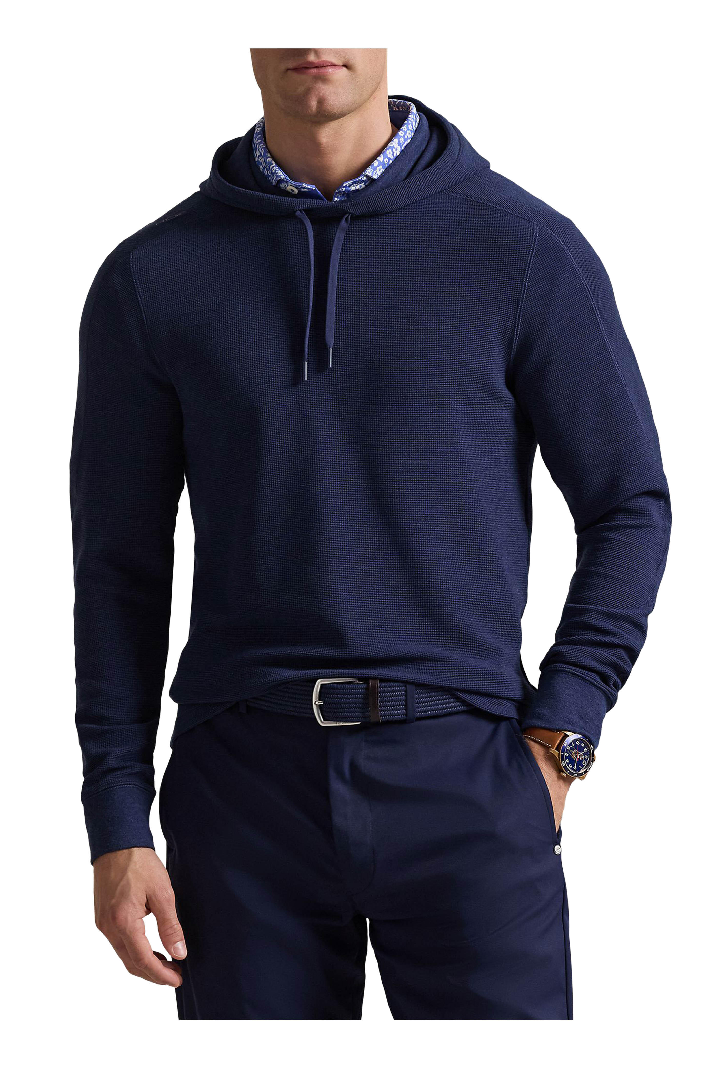 RLX Ralph Lauren - Navy Tech Waffle Knit Hoodie | Mitchell Stores
