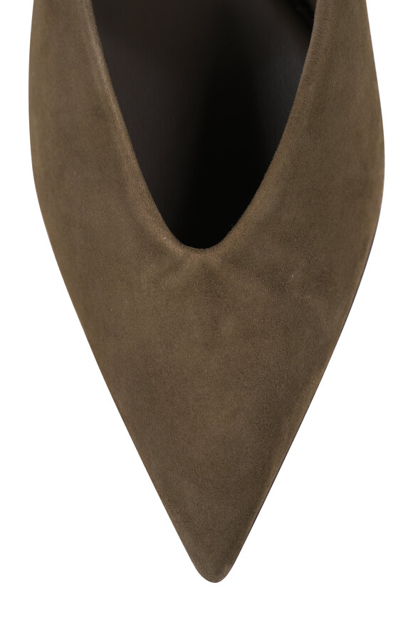 Aquazzura Bisous Moss Green Suede Mule, 65mm - view 6