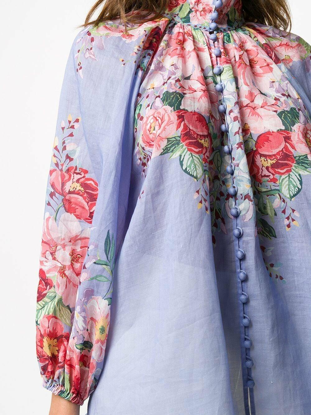 Zimmermann - Bellitude Light Blue Floral Blouse