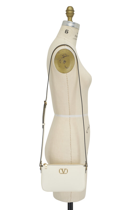 Valentino Garavani - Mini Ivory VLogo Calfskin Crossbody Bag 