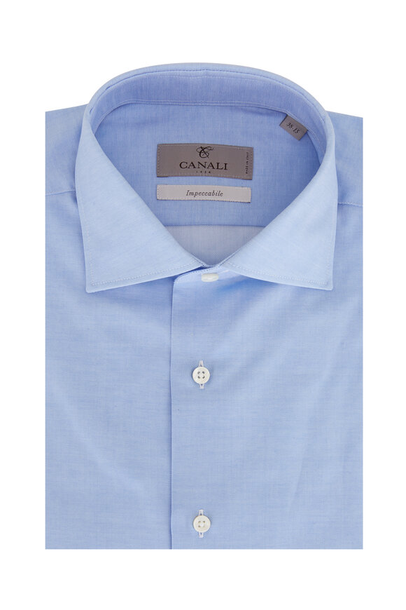 Canali - Blue Impeccabile Cotton Twill Dress Shirt