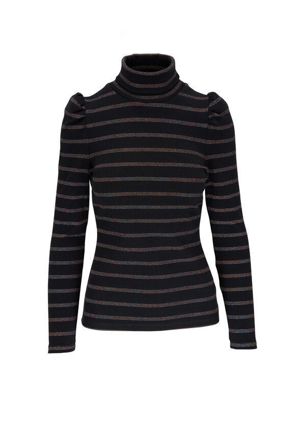 Veronica Beard - Cedar Black Lurex Striped Turtleneck 