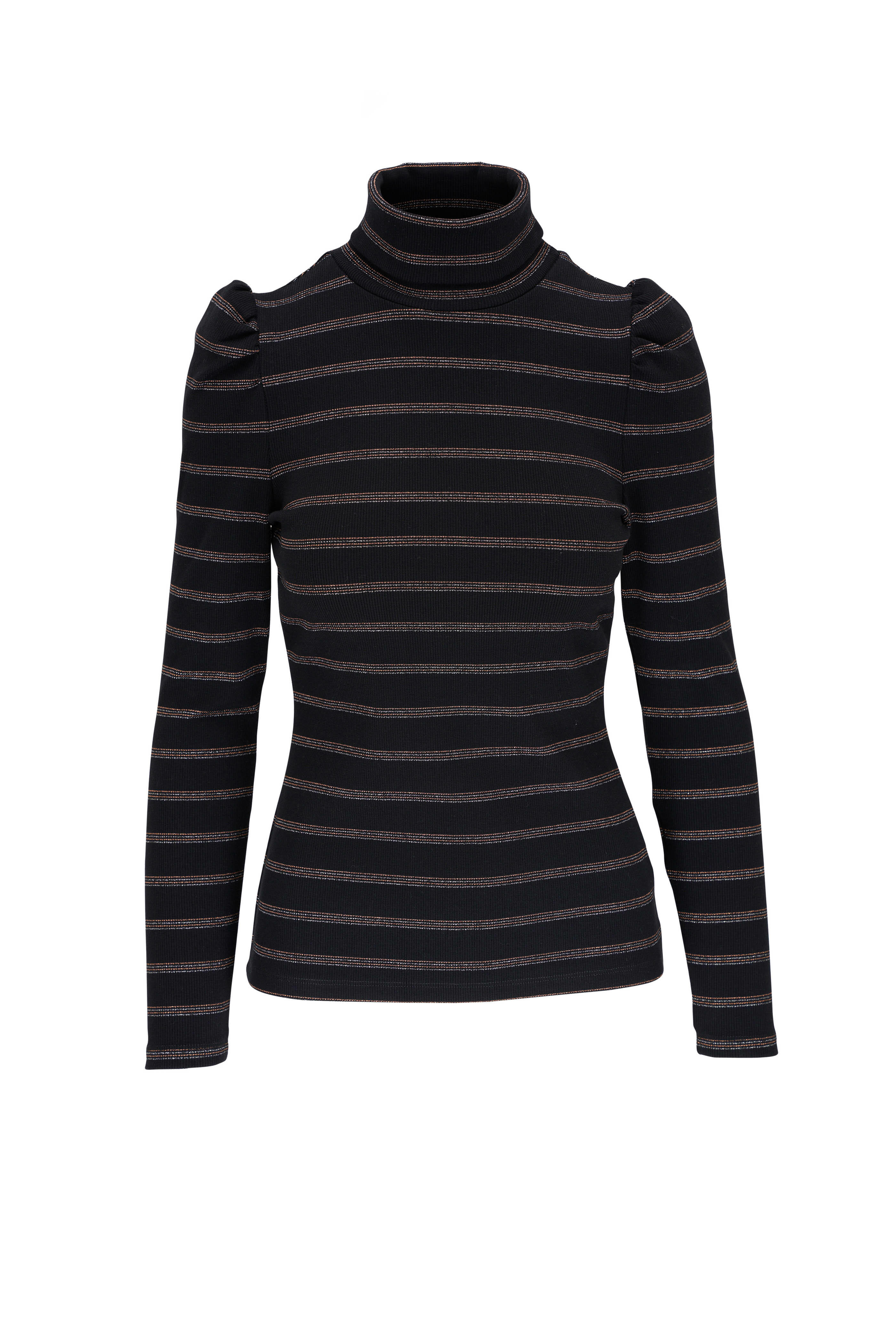 Veronica Beard - Cedar Black Lurex Striped Turtleneck