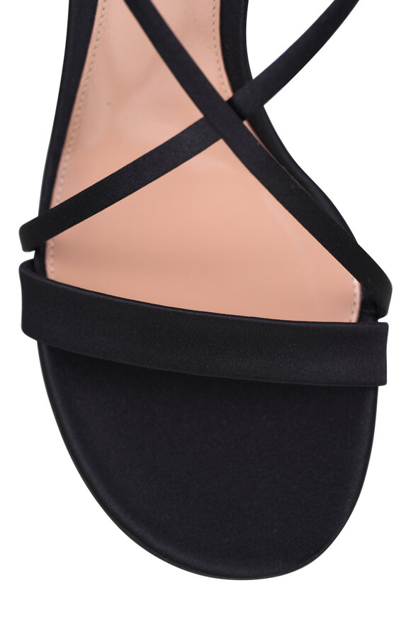 Gianvito Rossi Black Satin Strappy Sandal, 70mm - view 7