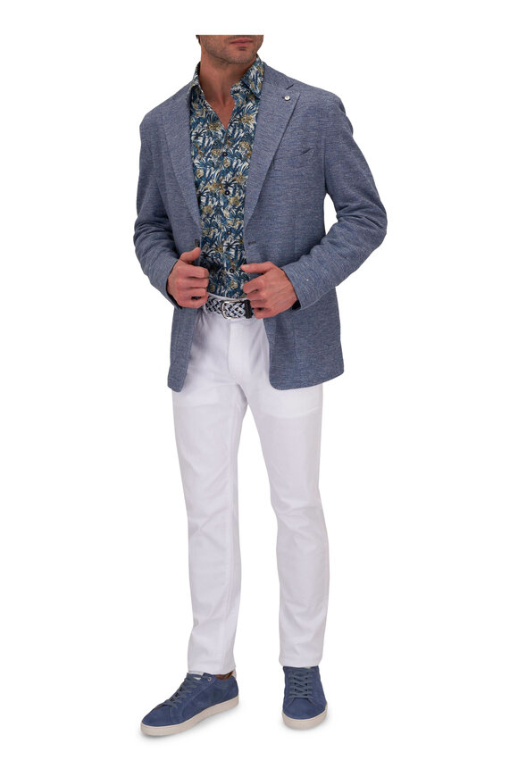 L.B.M. 1911 - Solid Blue Linen & Cotton Sportcoat