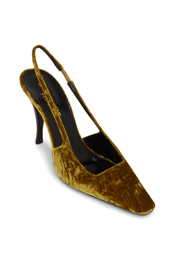 Saint Laurent - Senape Mustard Velvet Slingback, 90mm
