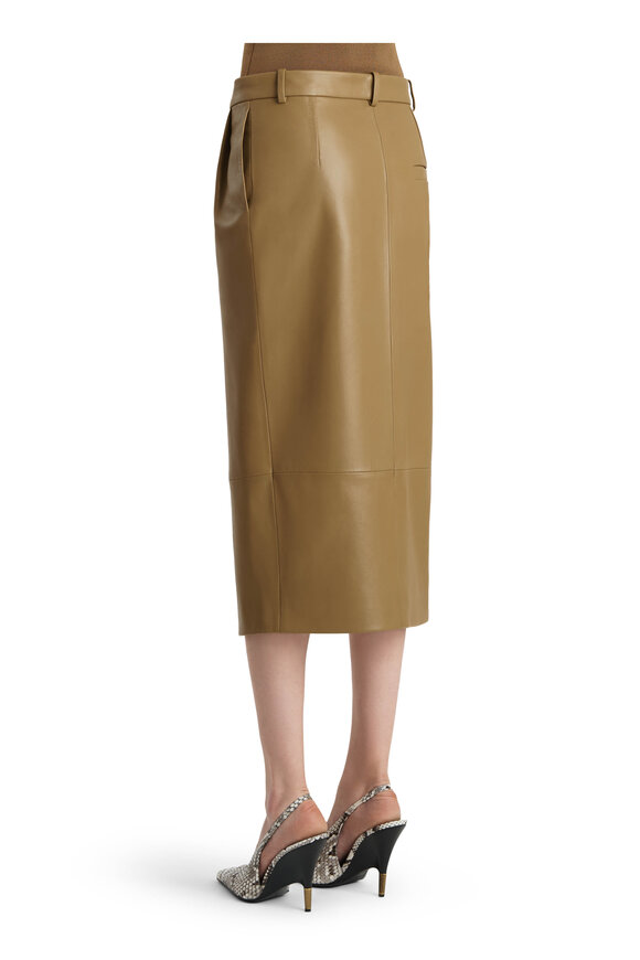 Khaite Anden Golden Ochre Leather Skirt - view 3