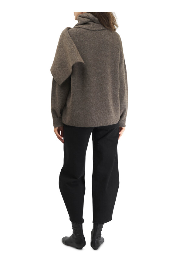 Totême - Truffle Draped Scarf Knit Sweater