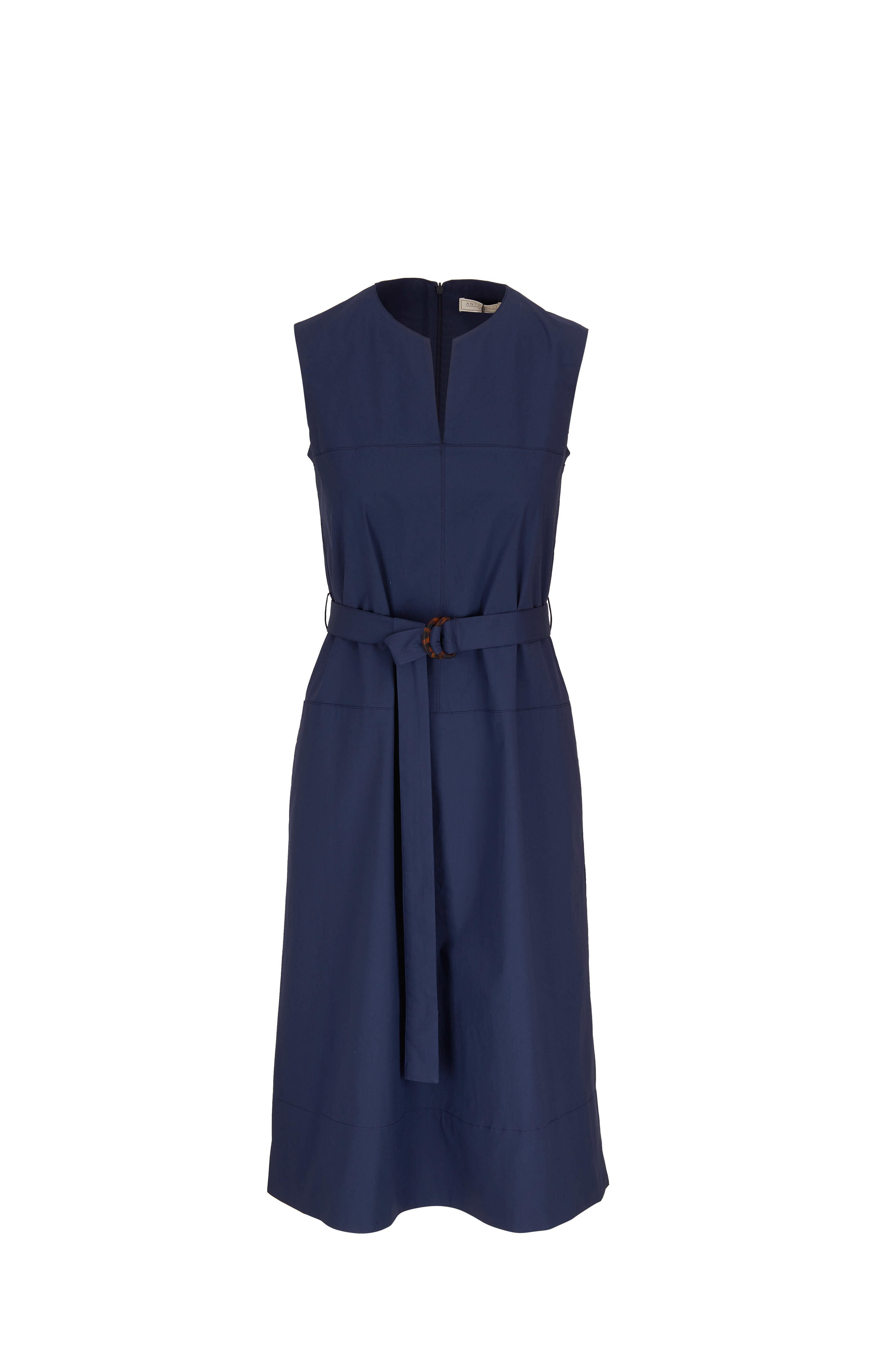 Antonelli - Megan Navy Blue Split V-Neck Dress | Mitchell Stores