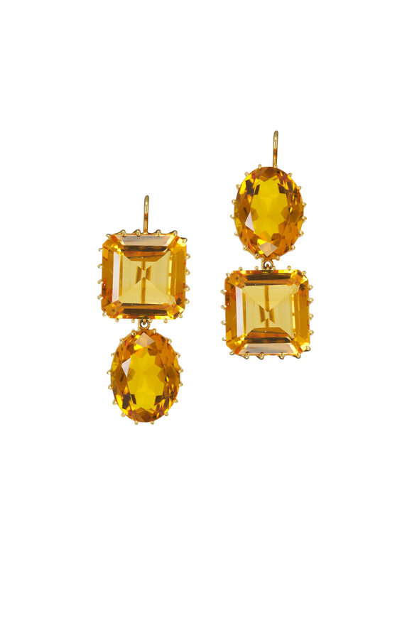 Renee Lewis Yellow Gold Citron Drop Earrings