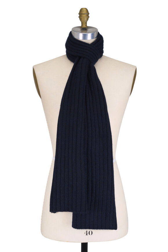 Fedeli Solid Navy Rib Scarf