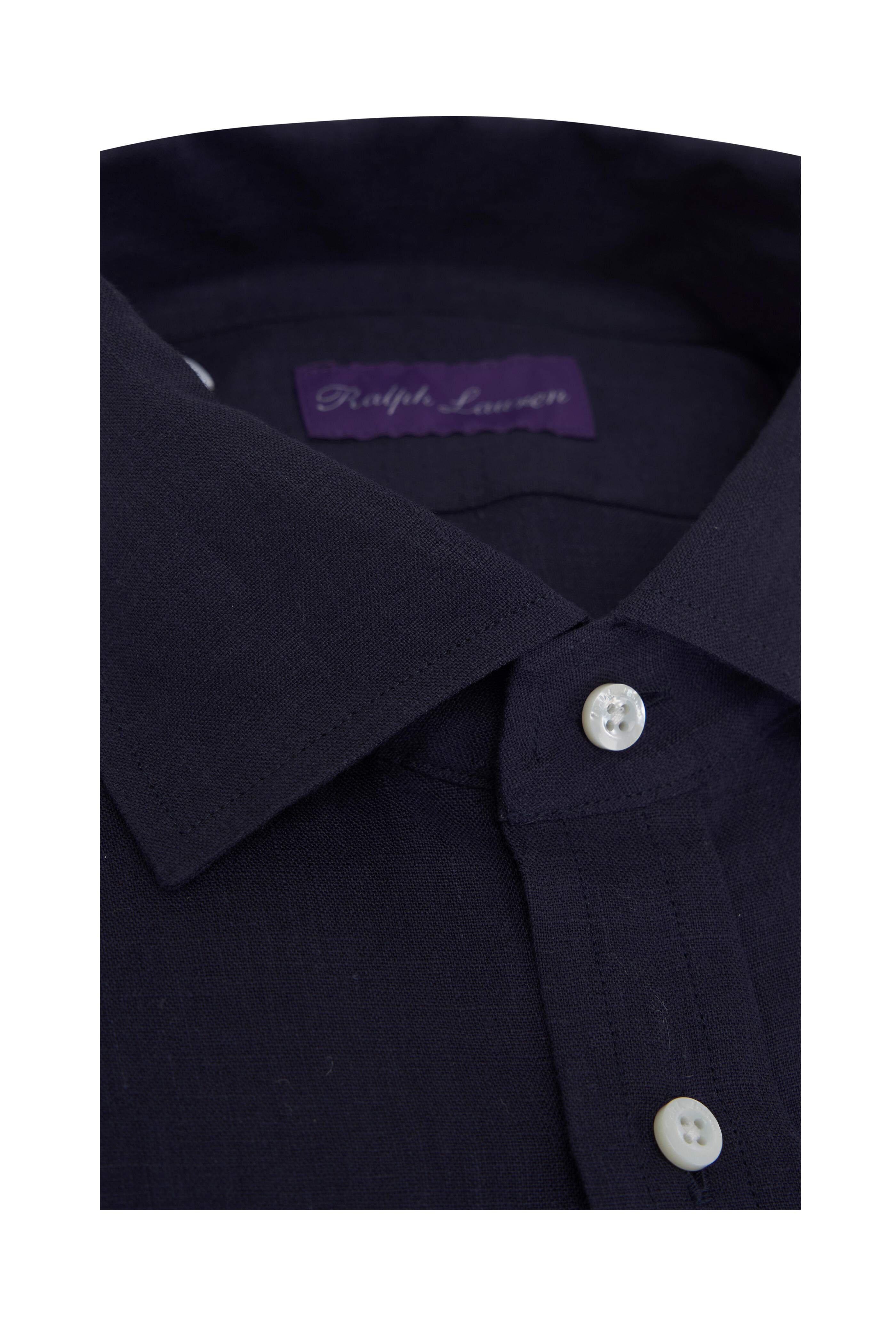 Ralph Lauren Purple Label - Serengeti Navy Blue Linen Sport Shirt