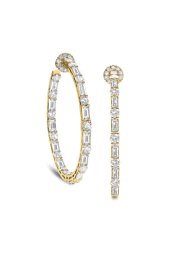Nam Cho 18k Diamond Baguette & Round Hoop Earring - view 1