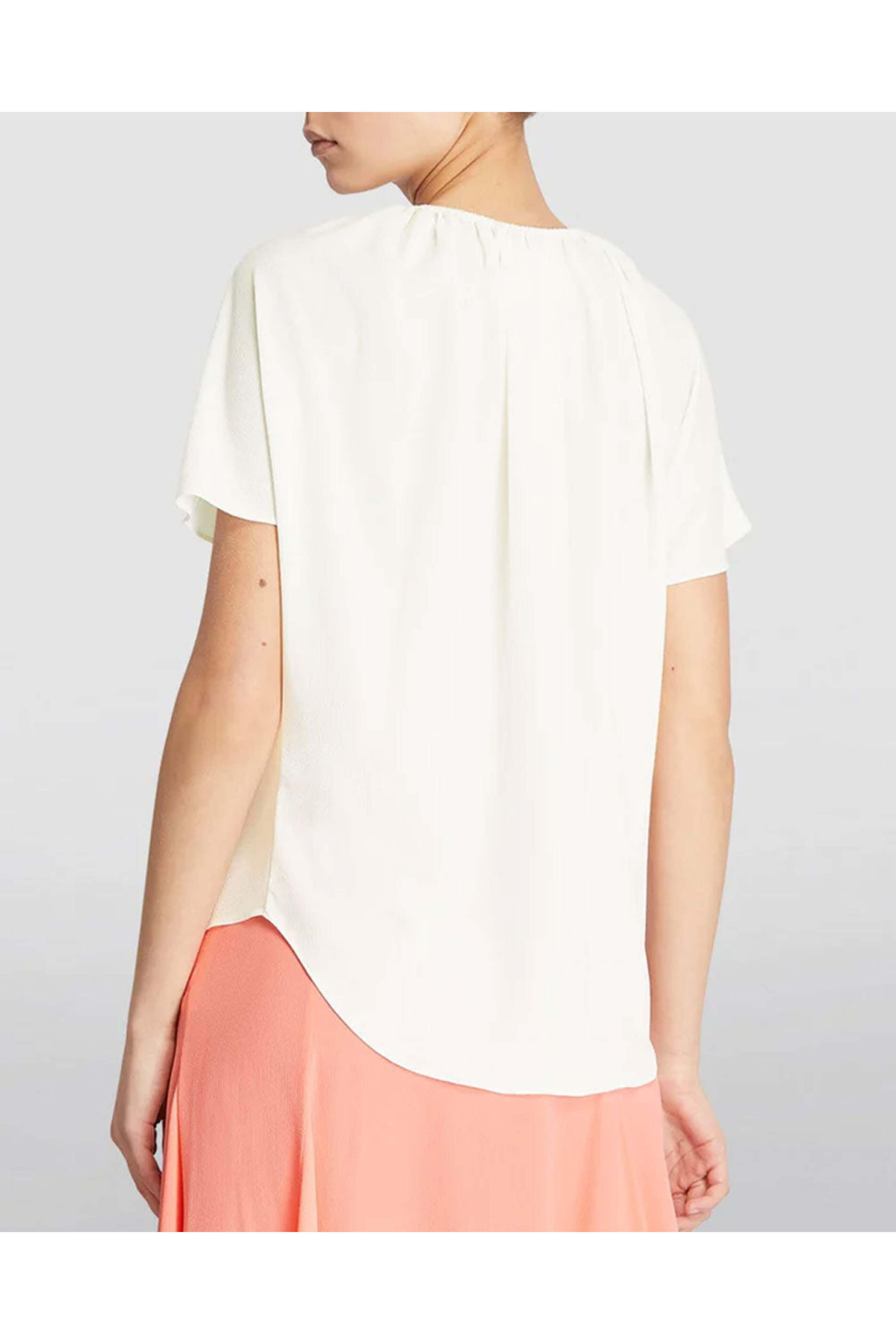 Edeline Lee - Ivory Crinkle Georgette O Neck Oracle Blouse