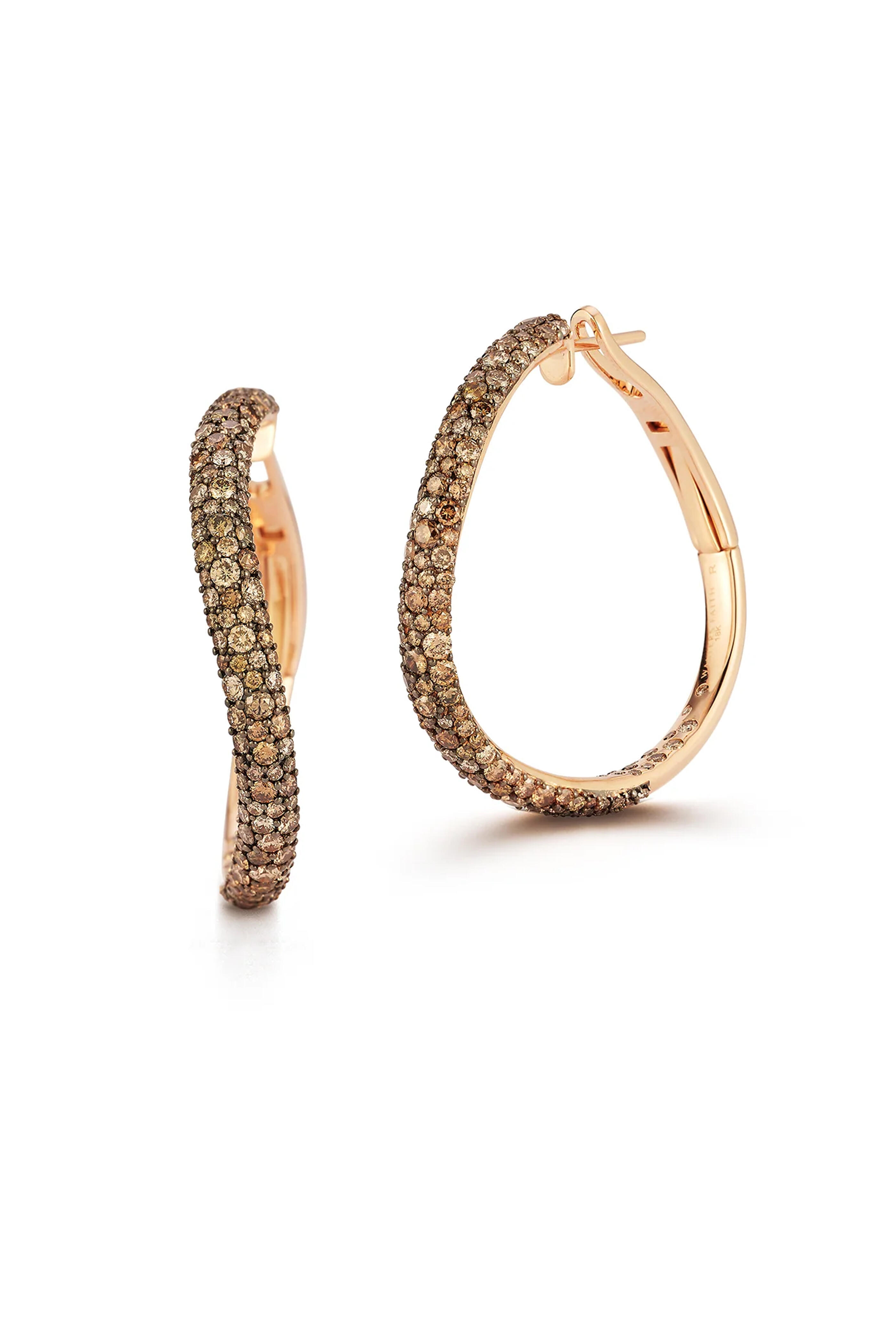 Walters Faith - Champagne Diamond Curved Hoop Earrings