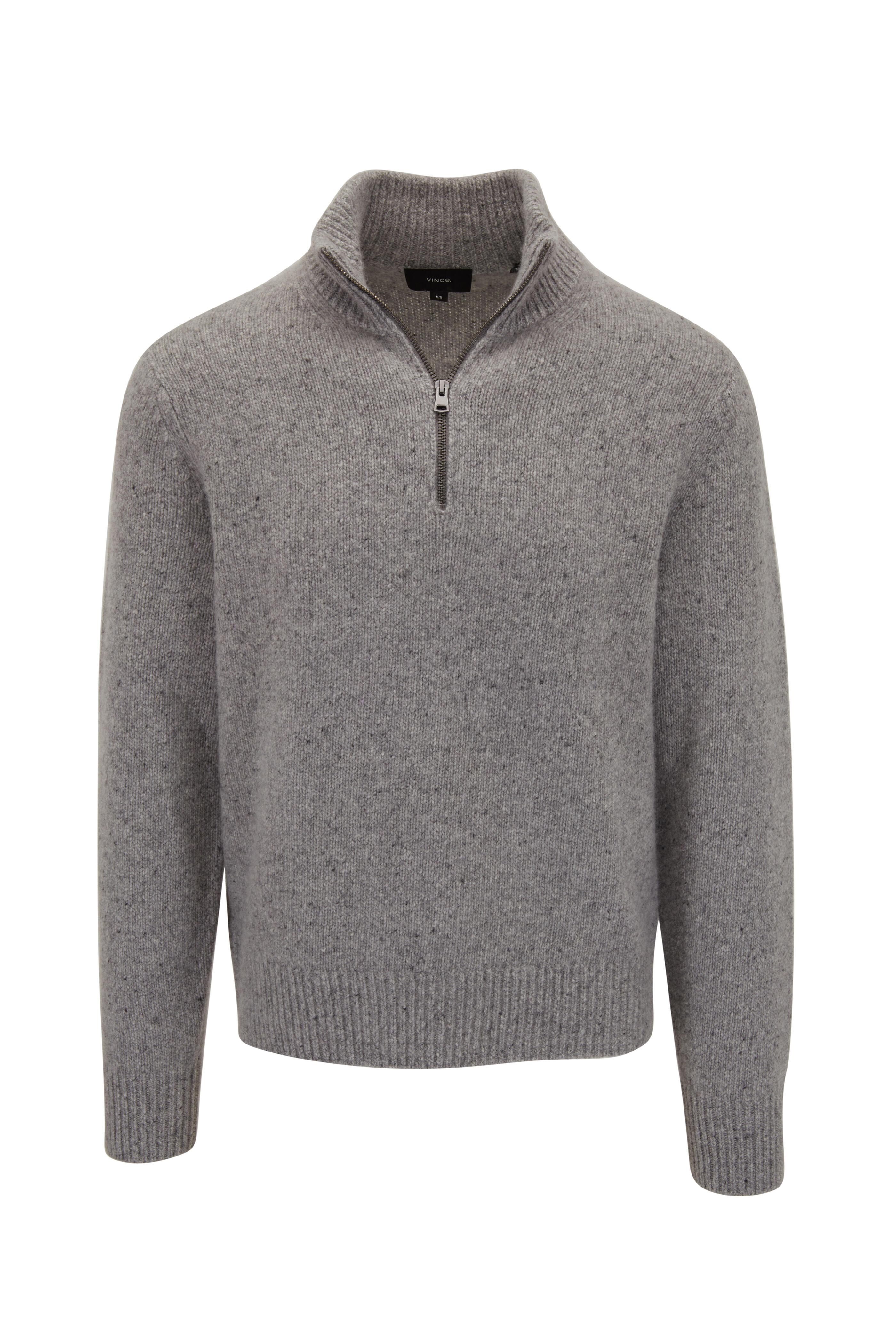 Vince - Donegal Gray Cashmere Quarter Zip Sweater