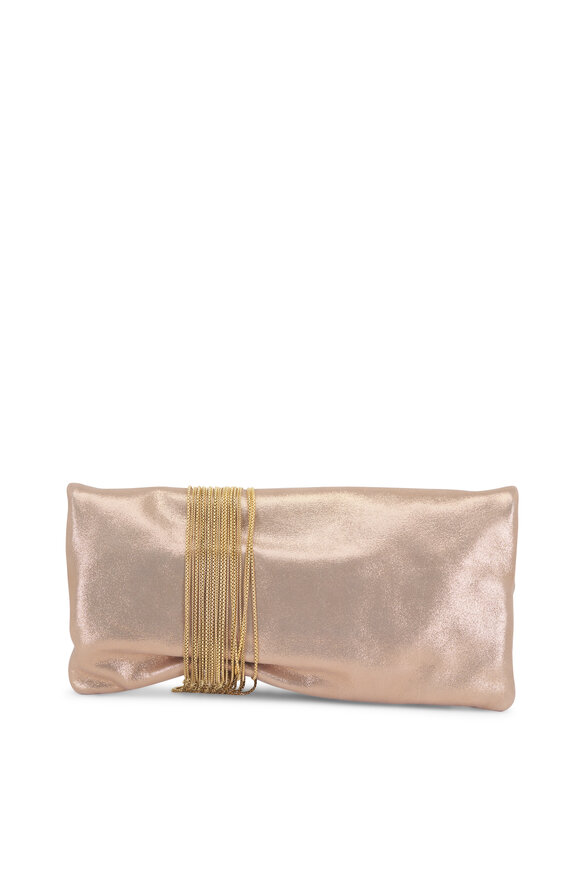 Jimmy Choo Zandra Gold Shimmer Suede Clutch - view 4