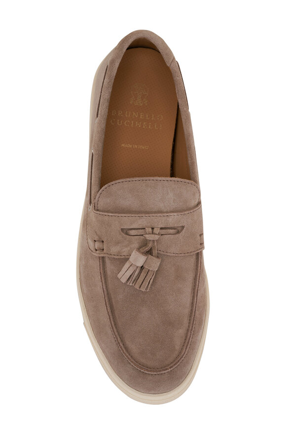 Brunello Cucinelli - Beige Suede Tassel Moccasin 