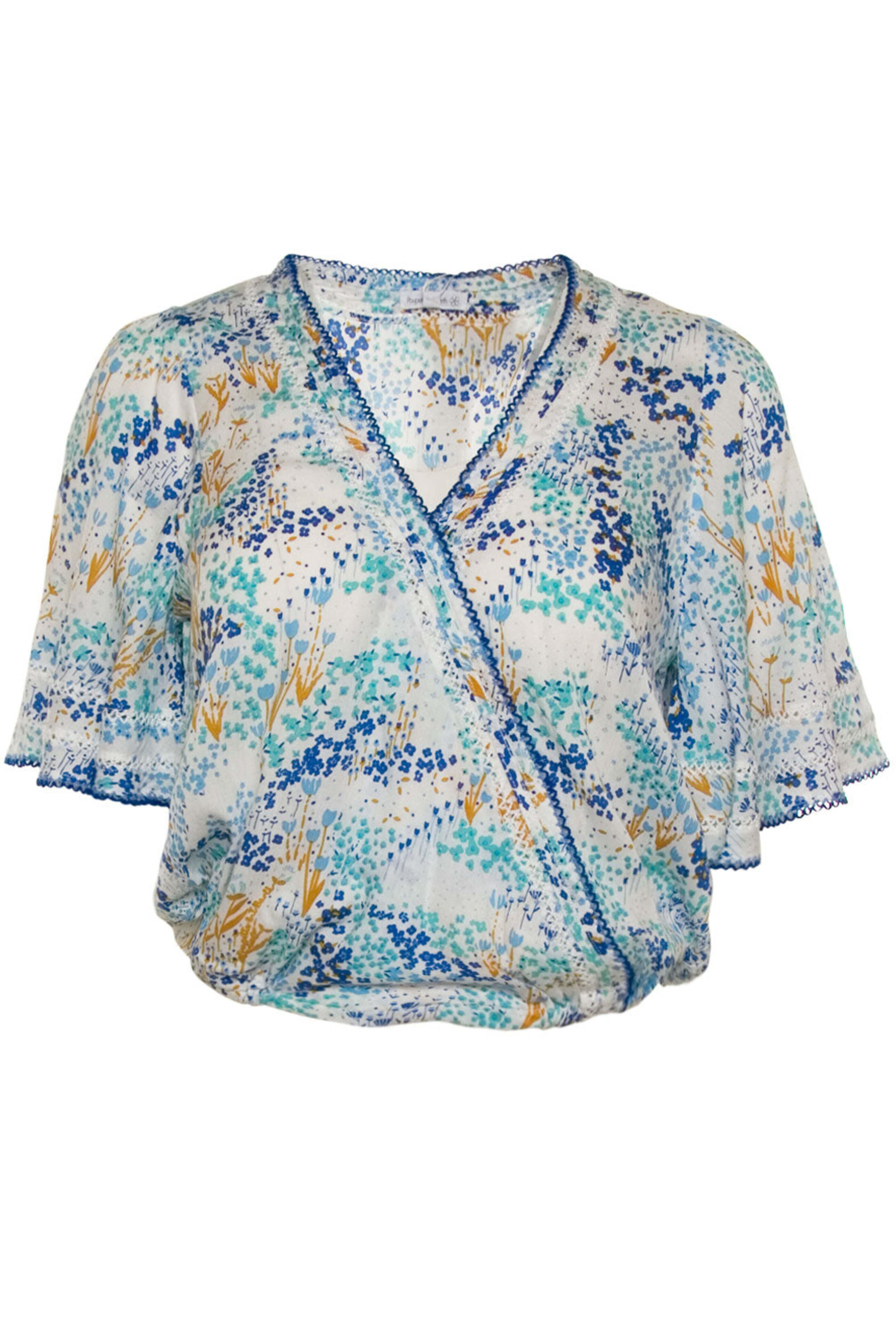 Poupette St Barth - White and Blue Tulip Becca Blouse