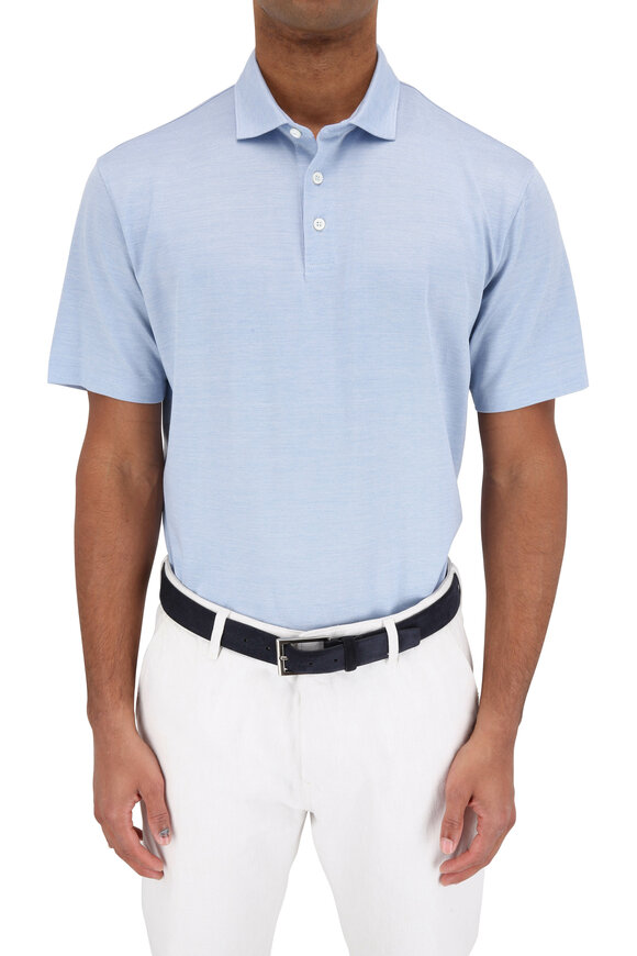 Zegna - Light Blue Cotton & Silk Polo