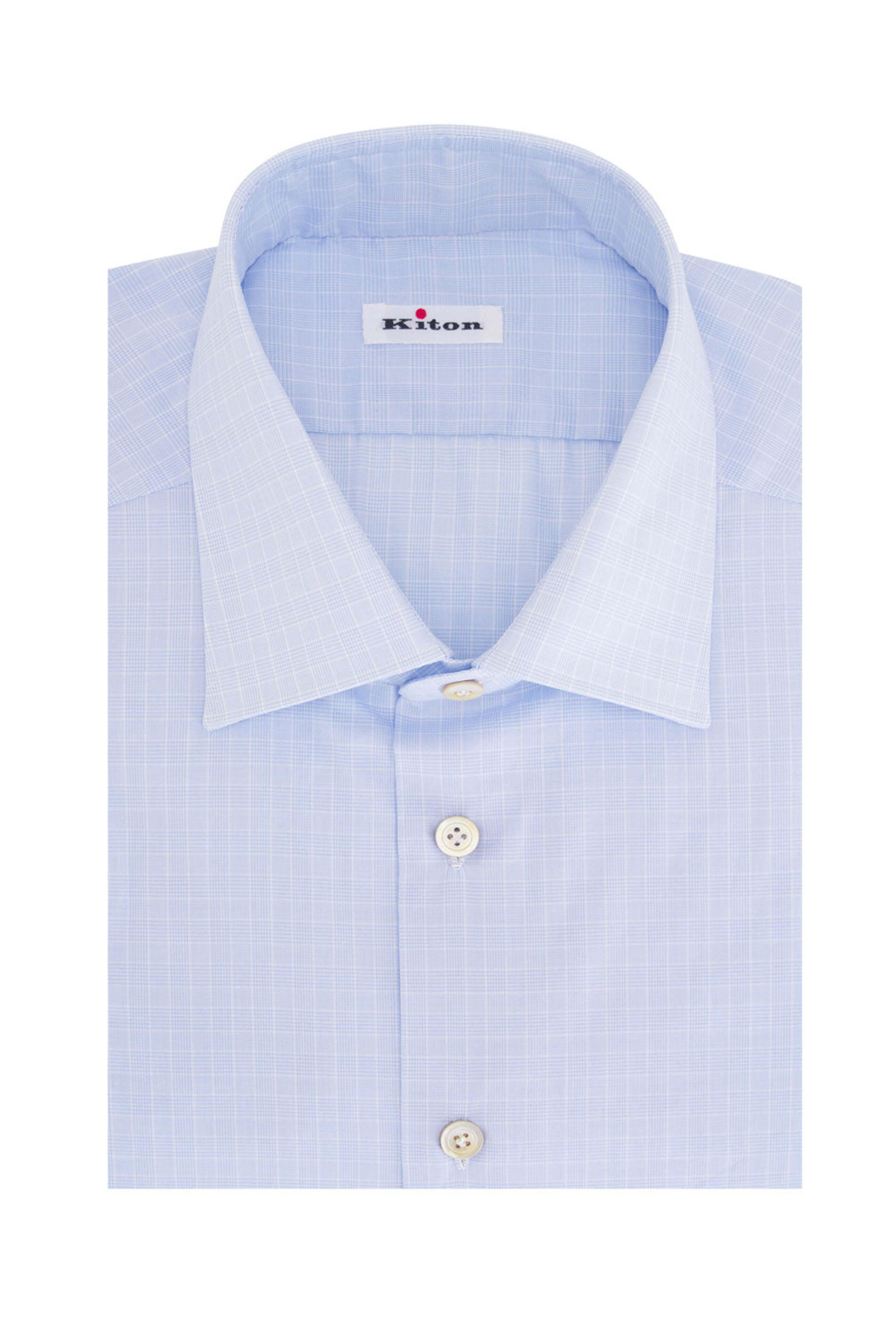 Kiton - Blue and White Striped Dress Shirt
