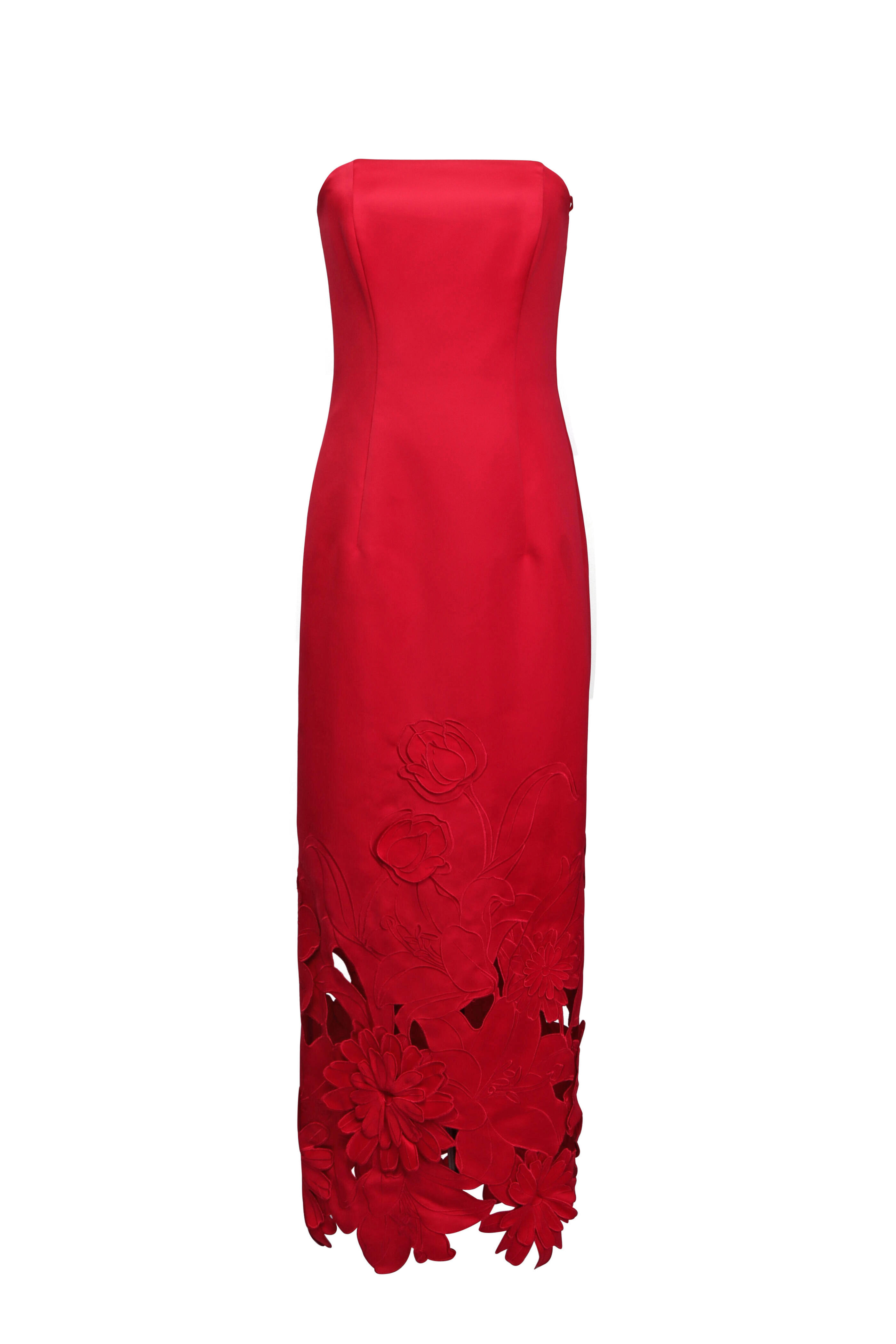 Leo Lin - Rayna Rosa Applique Bustier Maxi Dress