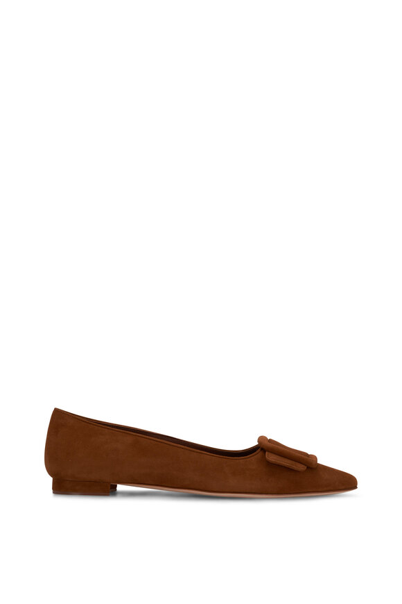 Manolo Blahnik - Maysale Medium Brown Suede Flat