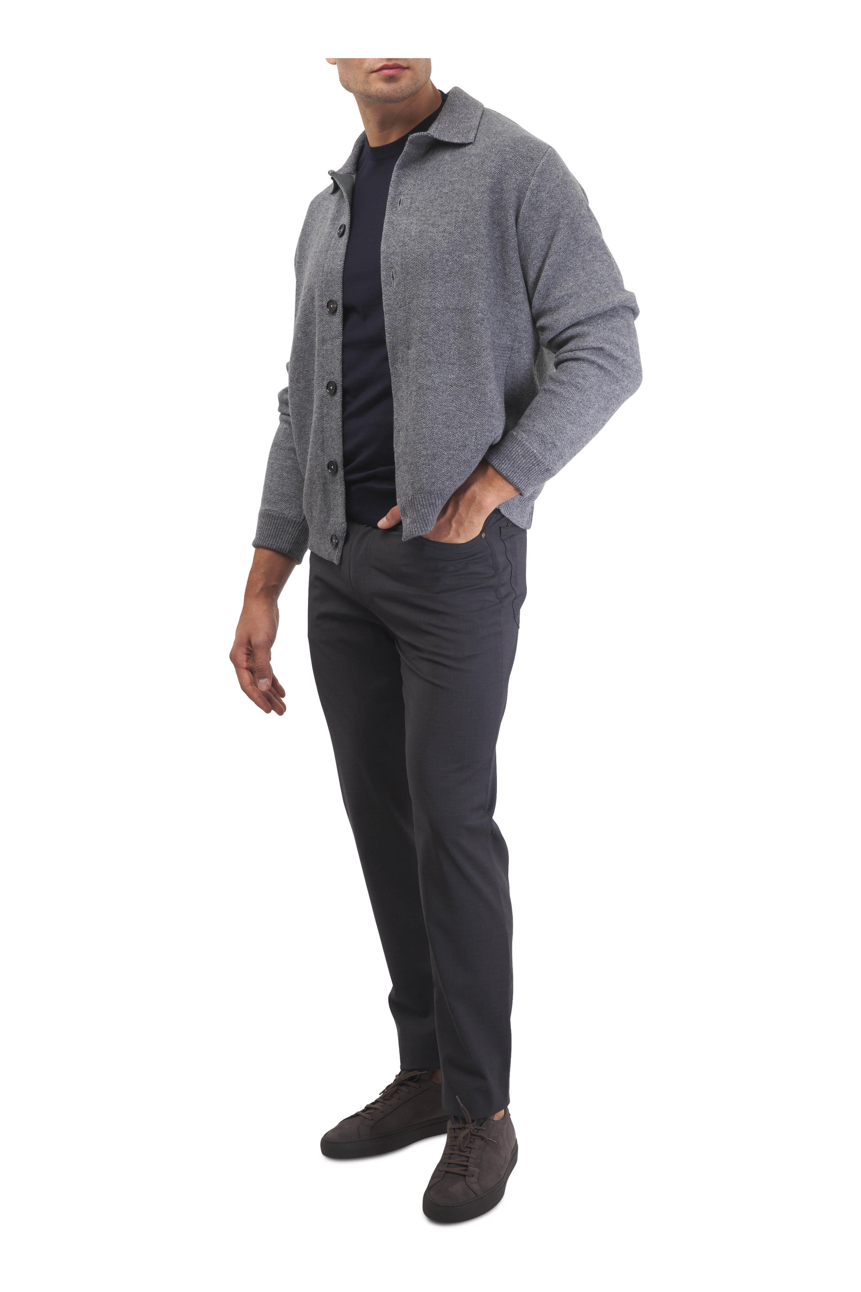 Maurizio Baldassari - Gray Jacquard Blouson Jacket