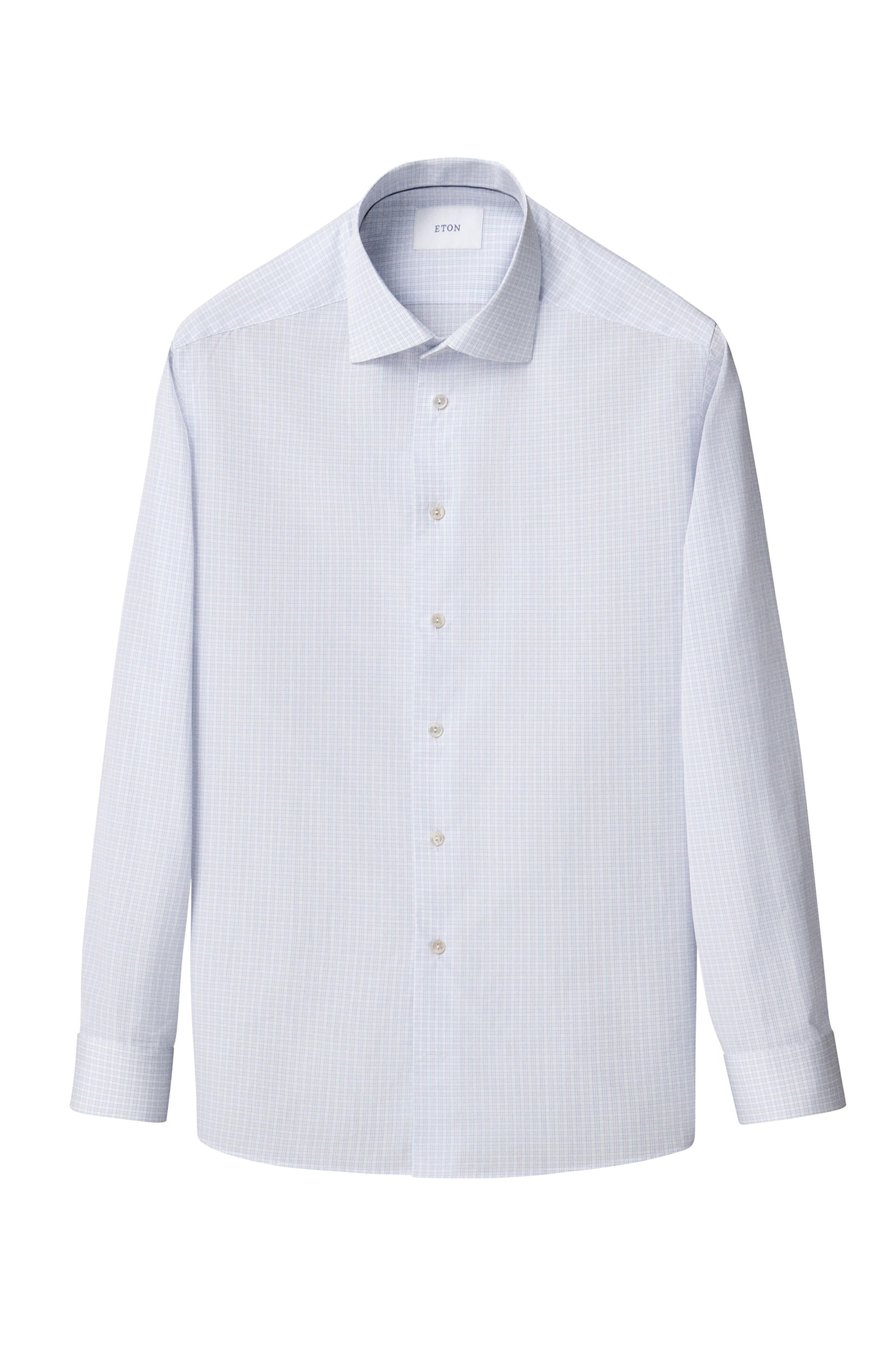 Eton - Pink & Blue Check Cotton Dress Shirt - view 5