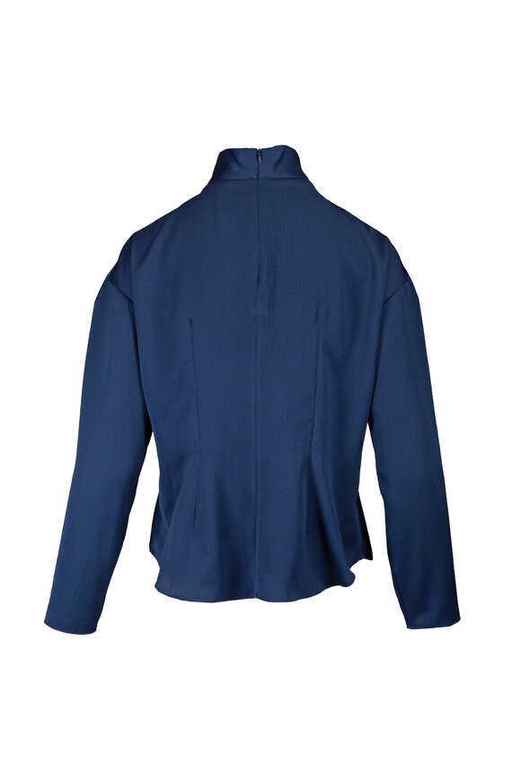Edeline Lee Navy Blue High Neck Blouse - view 2