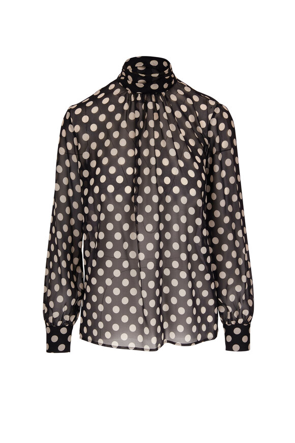 Nili Lotan - Remie Black & Beige Large Dot Print Blouse