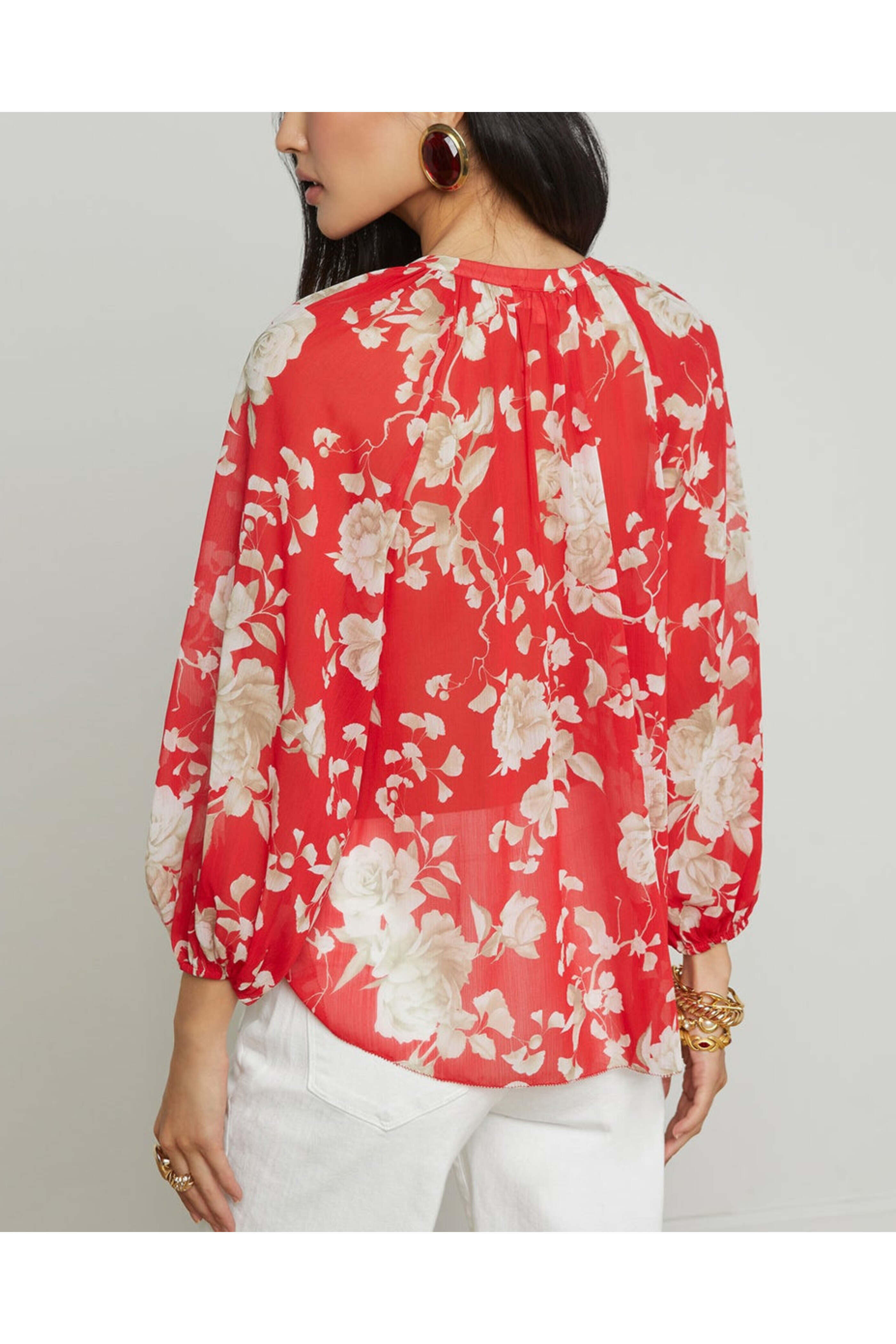 L'Agence - Teagan Ivory & Red Ikebana Blouse