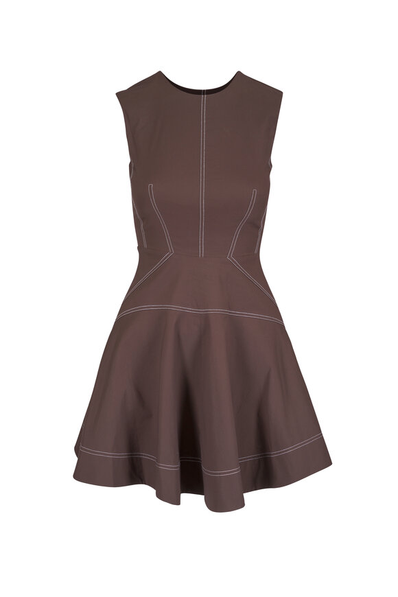 Veronica Beard Mini Karrigan Dark Mocha Stretch Cotton Mini Dress