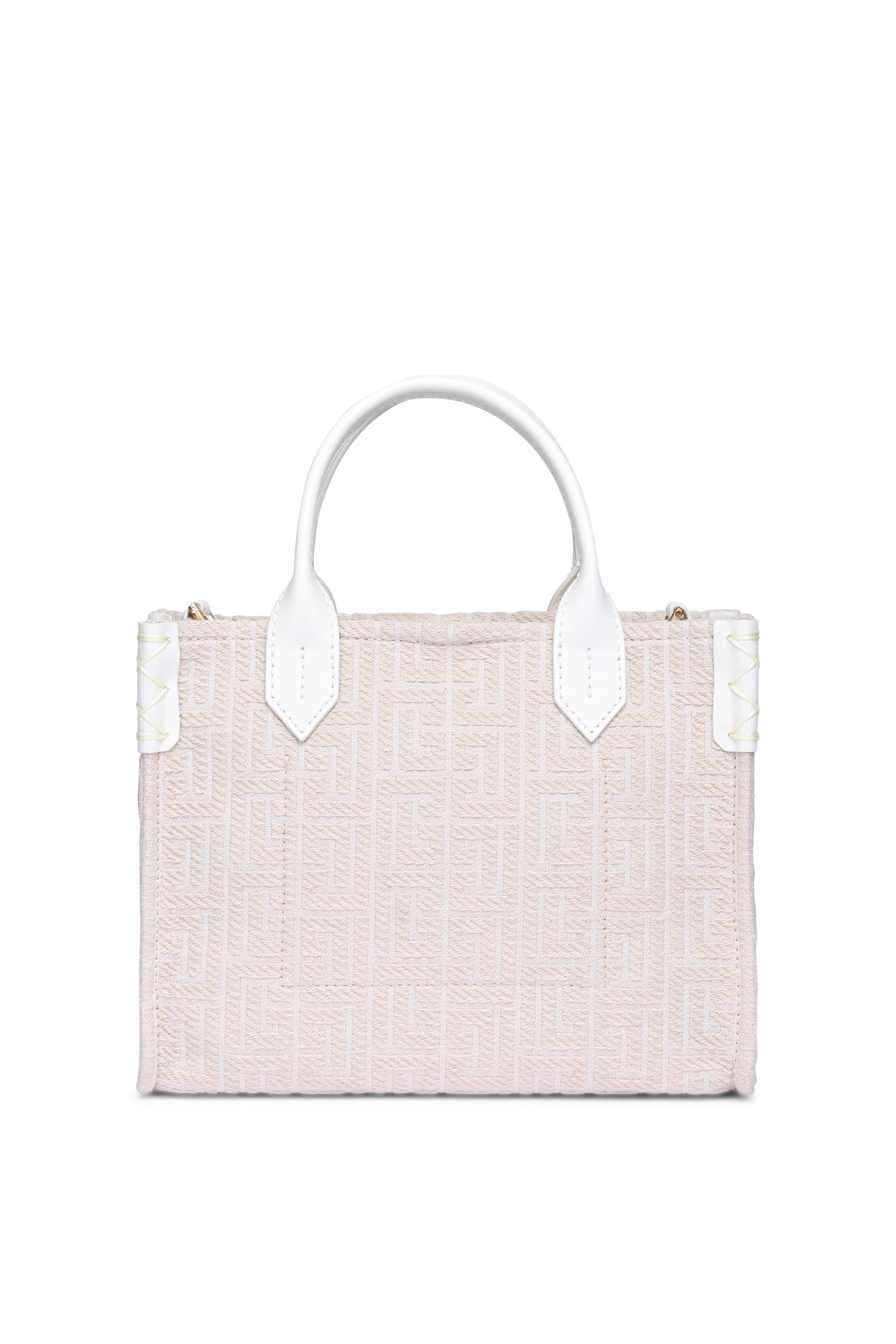 【関税込み】B-Army Small Shopper Bag - Balmain - Cotton - Iv B-Army small tote bag in canvas and leather beige beige