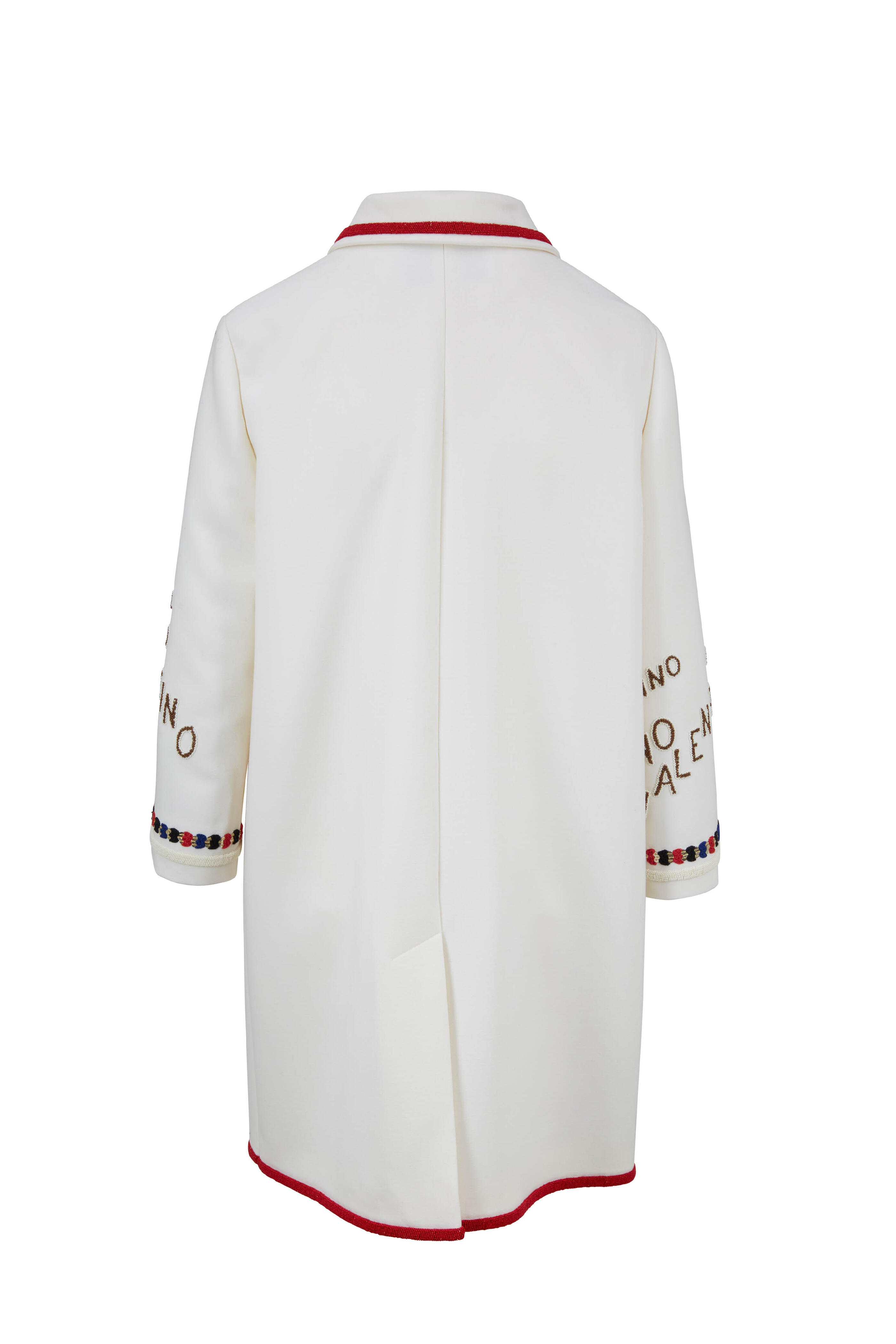 Valentino - Ivory Double Crêpe Wool Embroidered Coat