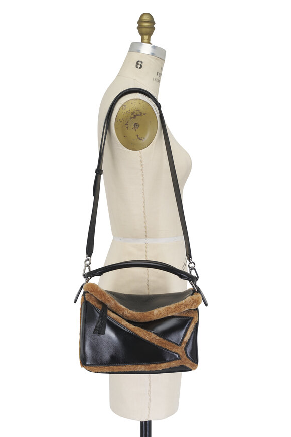 Loewe Small Puzzle Aviator Black & Brown Leather Bag - view 5