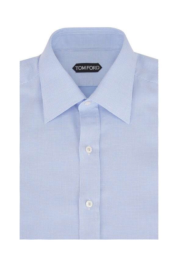 Tom Ford Blue Tridimensional Structure Cotton Dress Shirt
