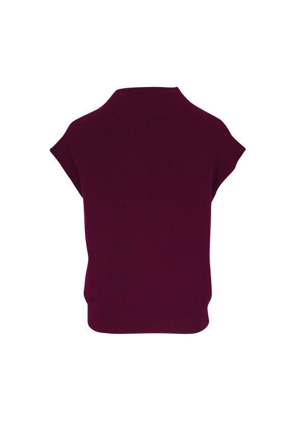 Kinross Deep Red Rib Cashmere Sweater - view 2